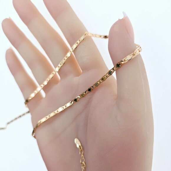 Rose Gold Flat Geometric Link Necklace for Women - 45+5cm Adjustable, XPNL0057 - Picture 12 of 12